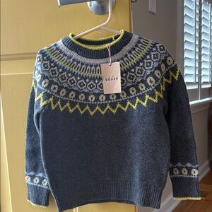 Beautiful Boden Boys Sweater in Charcoal and Mustard nwt great quality